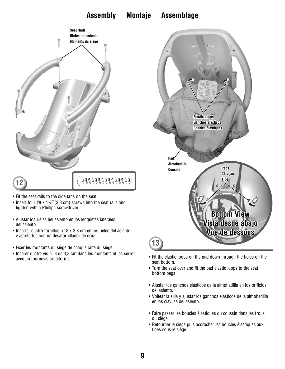 Fisher-Price R6069 manual Bottom View Vista desde abajo Vue de dessous 