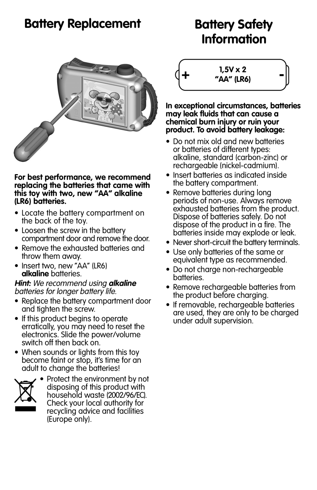 Fisher-Price R7145 Battery Replacement, Locate the battery compartment on the back of the toy, 5V x AA LR6 