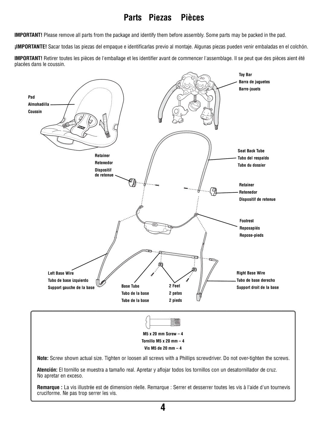 Fisher-Price R9949, T1454 manual Parts Piezas Pièces 