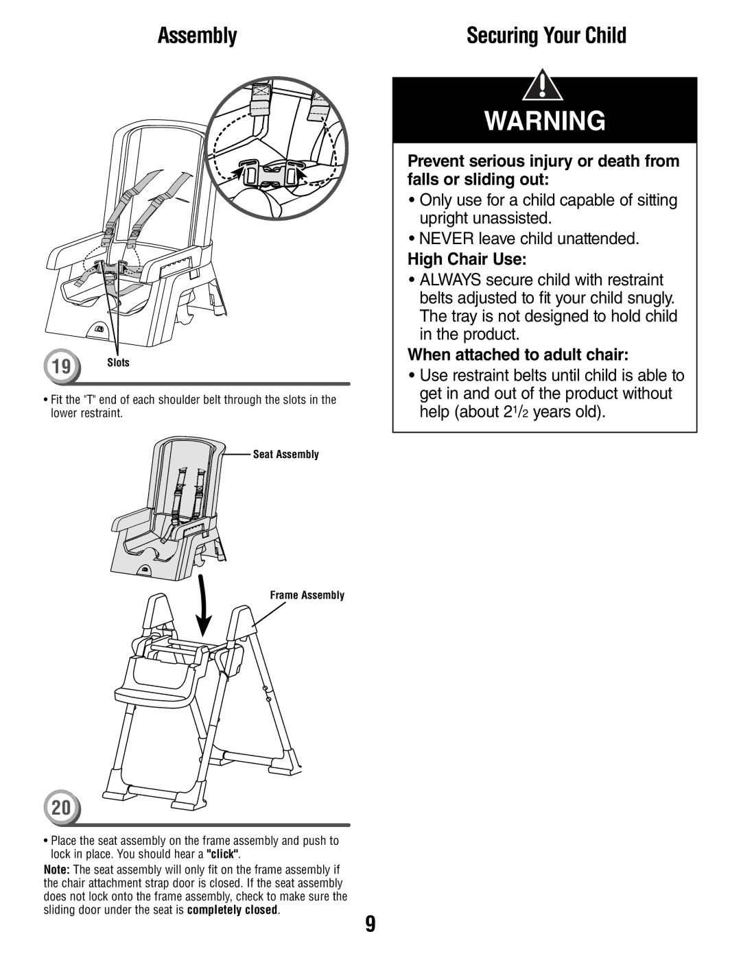 Fisher-Price T0250 manual Securing Your Child 