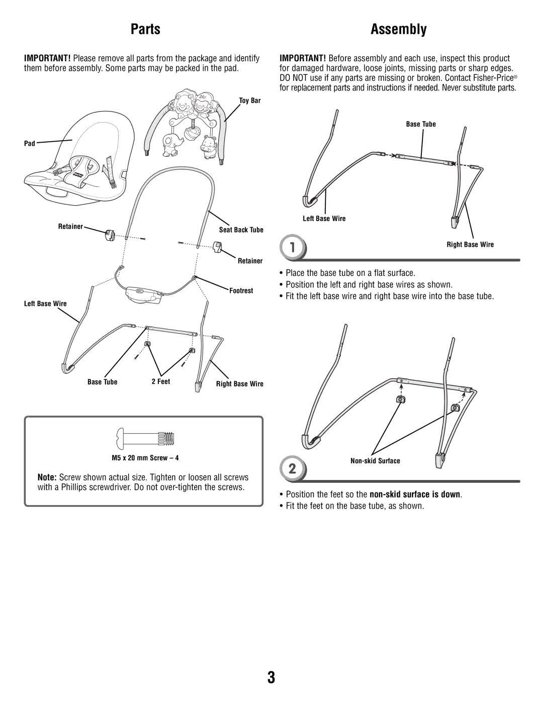 Fisher-Price T1828 manual Parts, Assembly 