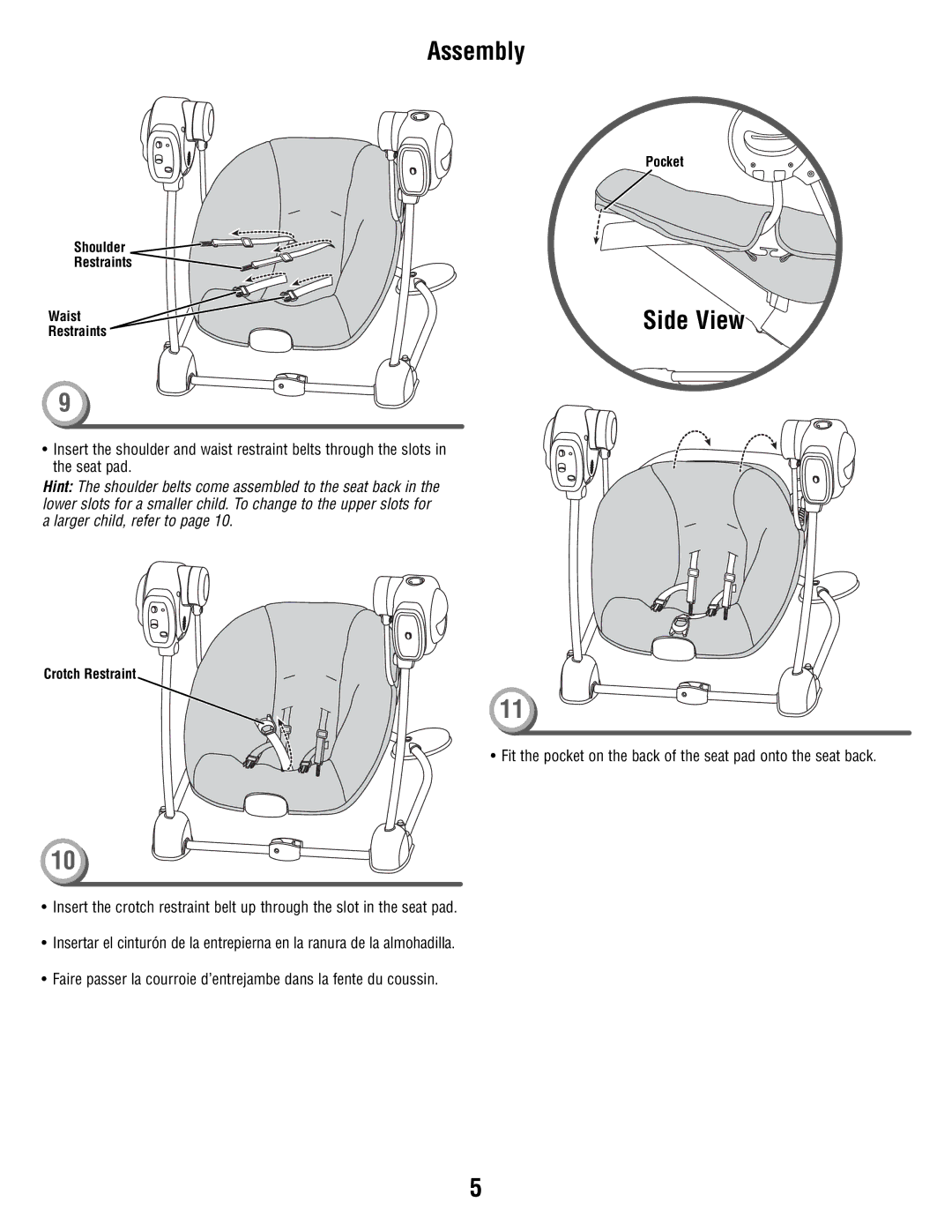 Fisher-Price T2065 manual Shoulder Restraints Waist 