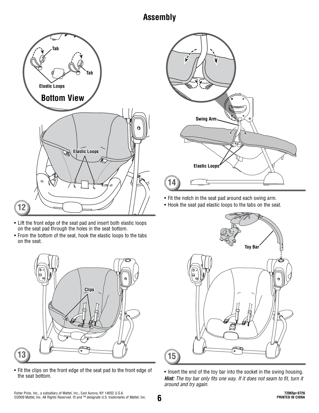 Fisher-Price T2065 manual Bottom View 