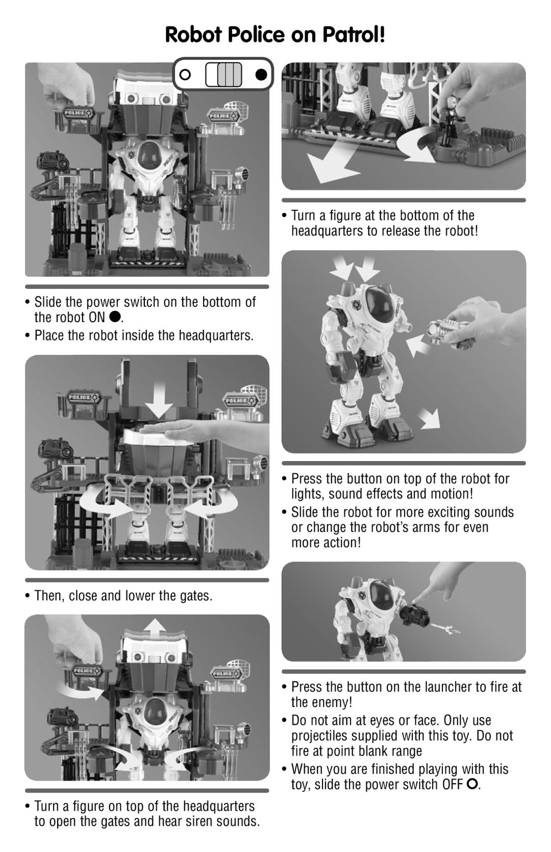 Fisher-Price T2457 instruction sheet Robot Police on Patrol 