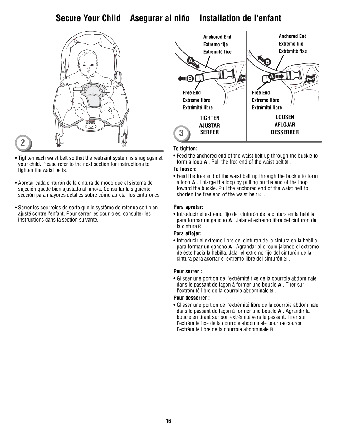 Fisher-Price T2518 manual Tighten, Ajustar, Serrer 