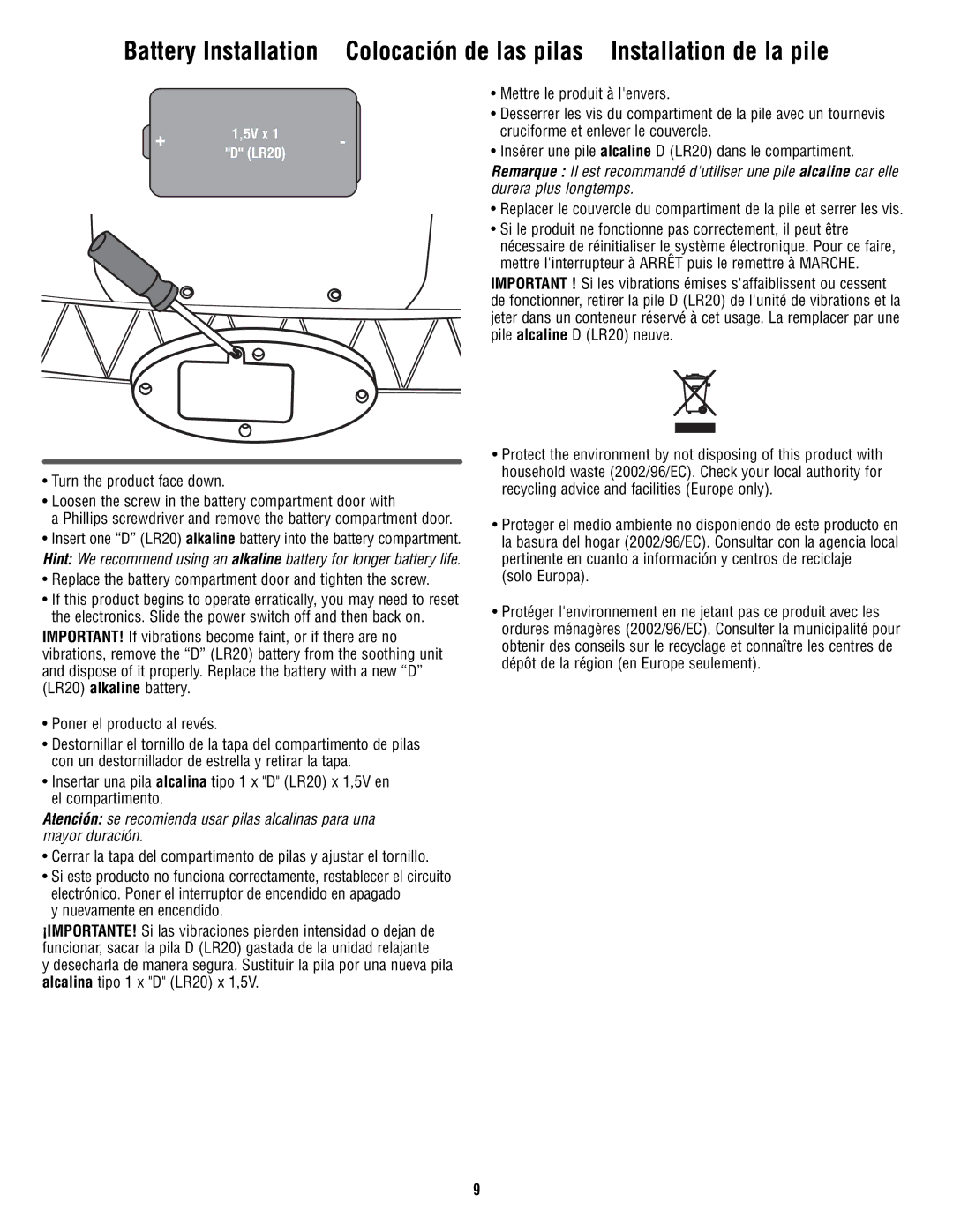 Fisher-Price T2518 manual Replace the battery compartment door and tighten the screw 