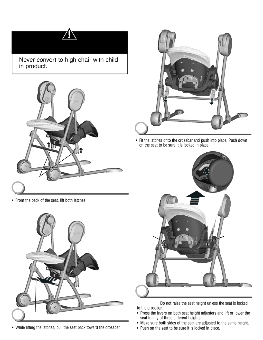 Fisher-Price T2684 manual Convert to High Chair, Back Side View 