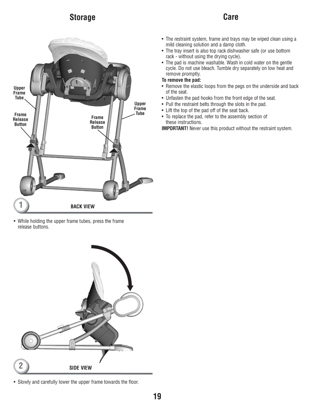 Fisher-Price T2684 manual Storage, To remove the pad 