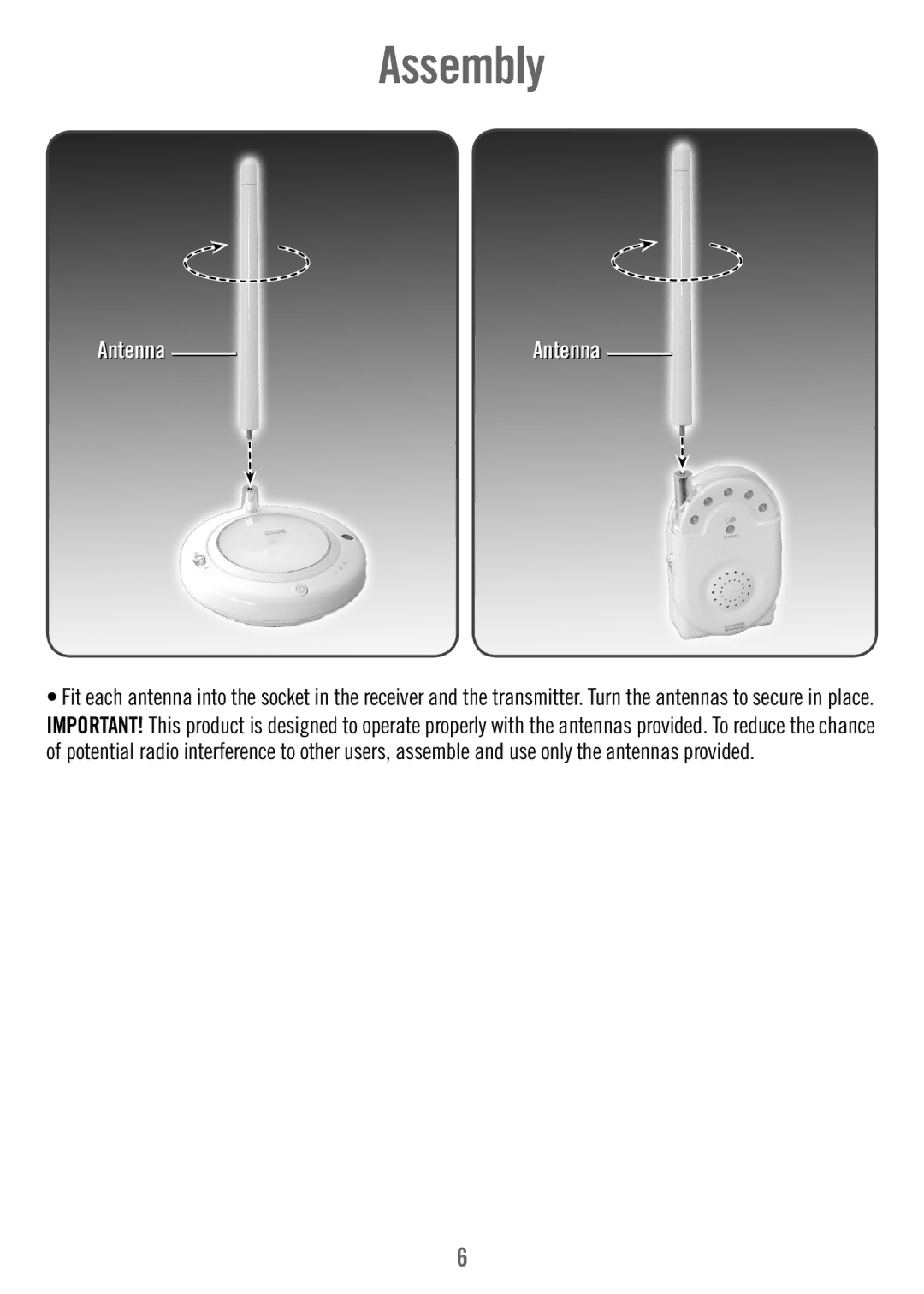 Fisher-Price T3640 manual Assembly, Antenna 