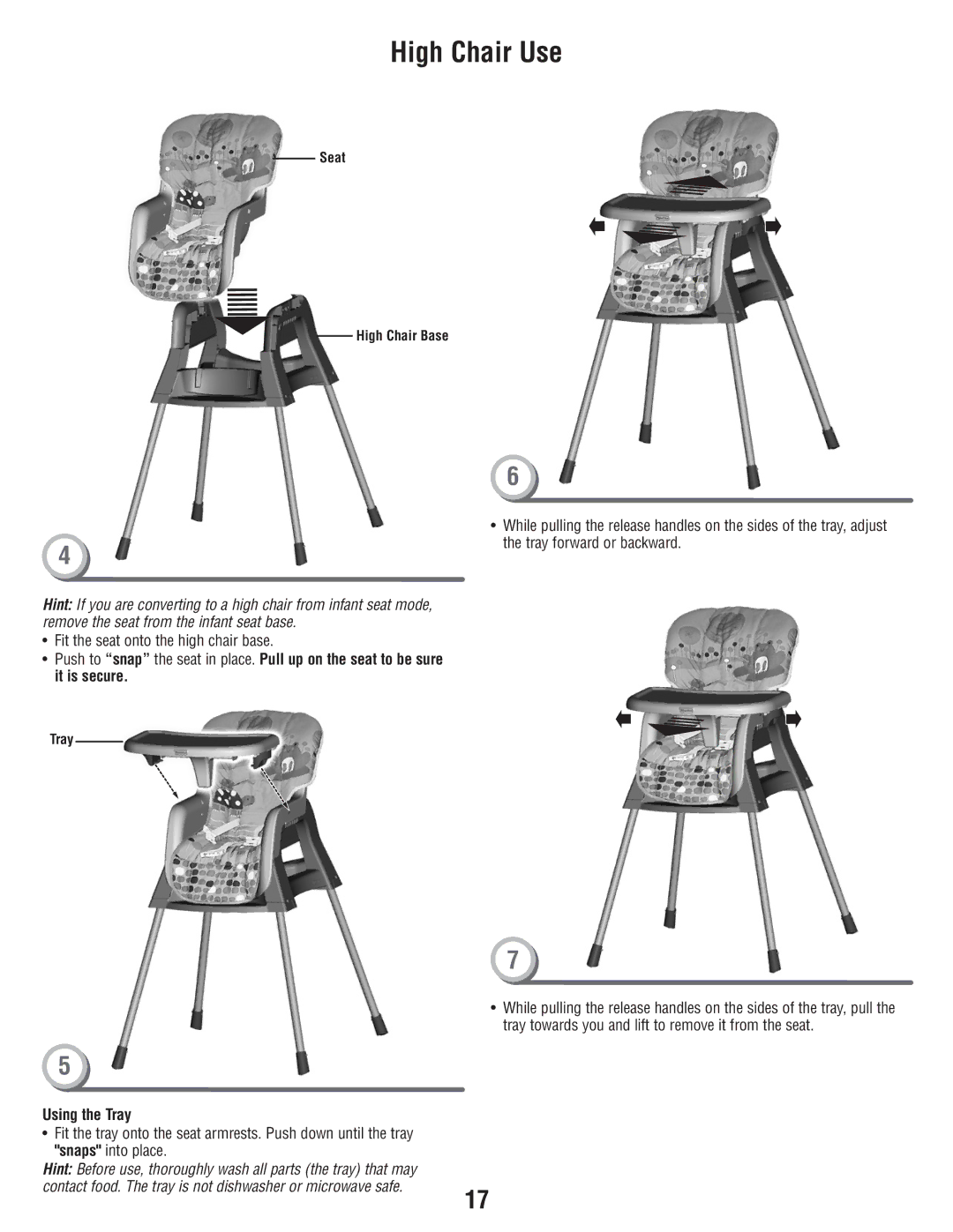 Fisher-Price T3643 manual Using the Tray 