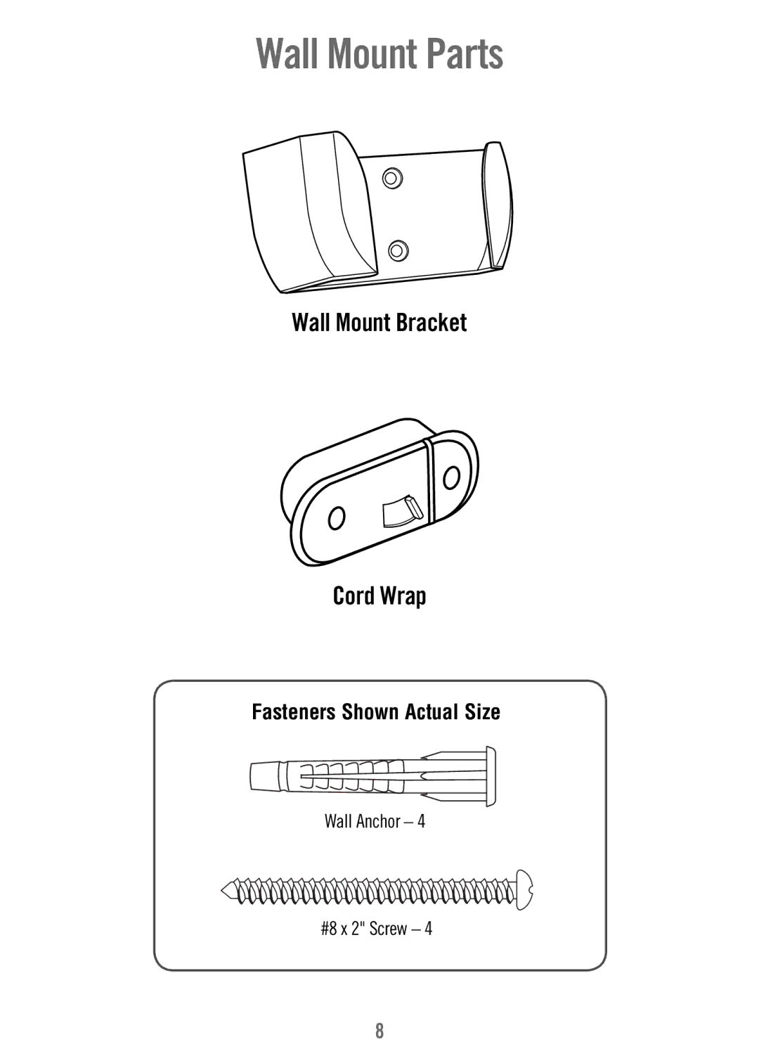 Fisher-Price T4256 manual Wall Mount Parts 