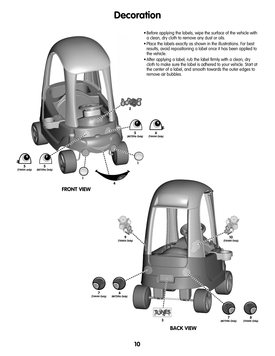 Fisher-Price T4444, M7596 manual Decoration 