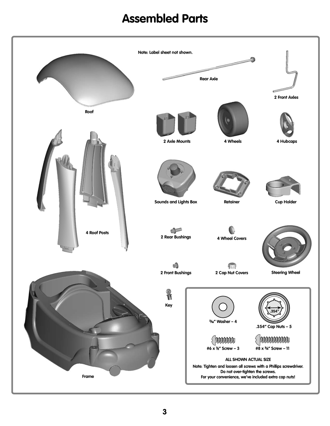 Fisher-Price M7596, T4444 manual Assembled Parts 