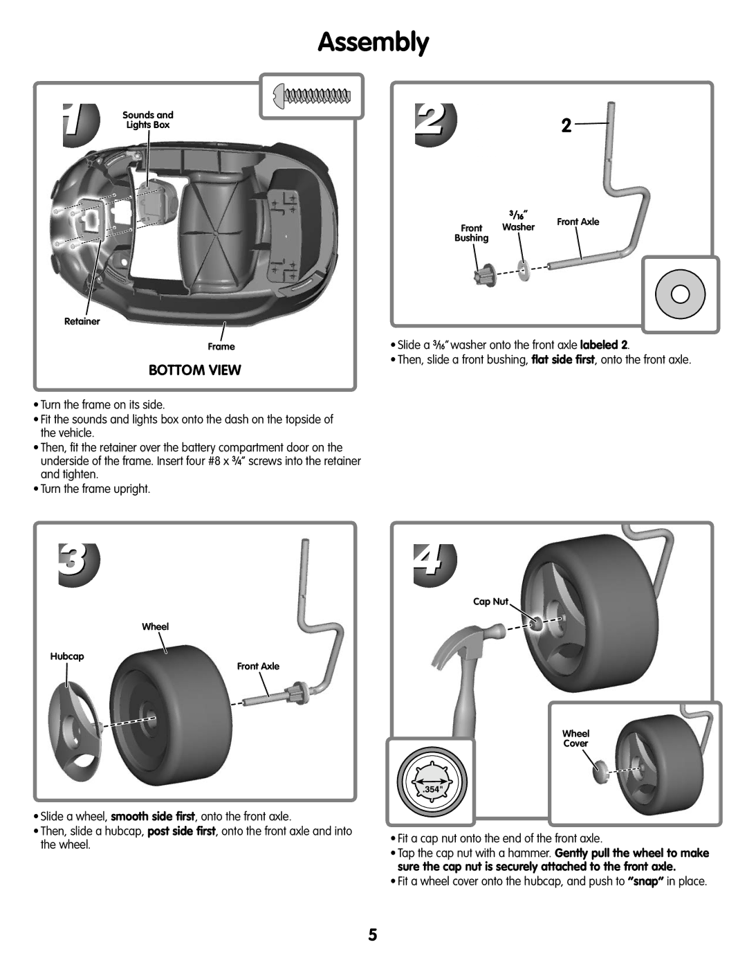 Fisher-Price M7596, T4444 manual Assembly, Bottom View 