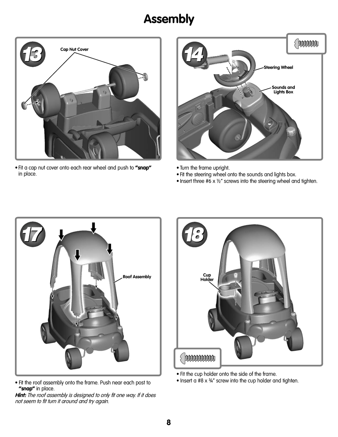 Fisher-Price T4444, M7596 manual Cap Nut Cover 