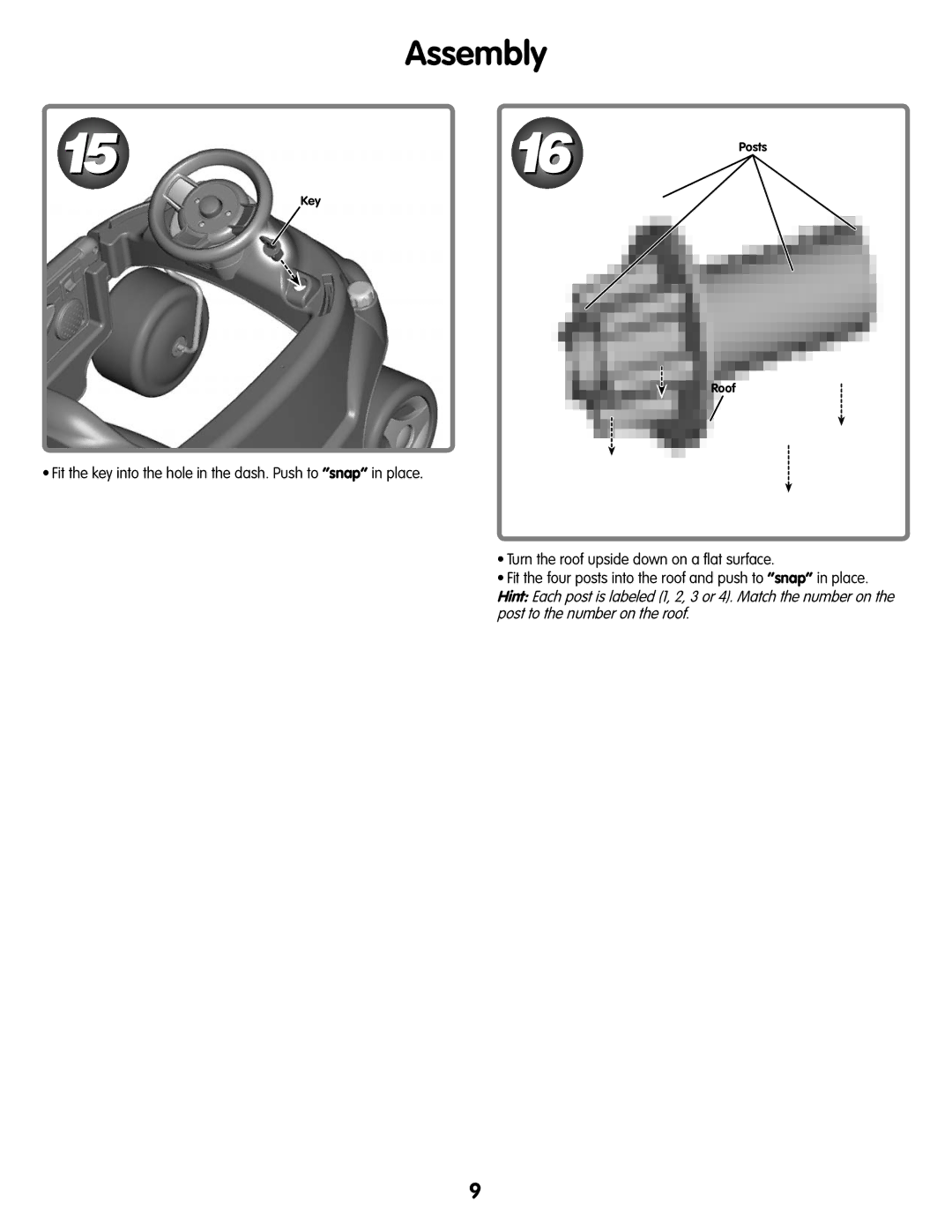 Fisher-Price M7596, T4444 manual Key Posts Roof 