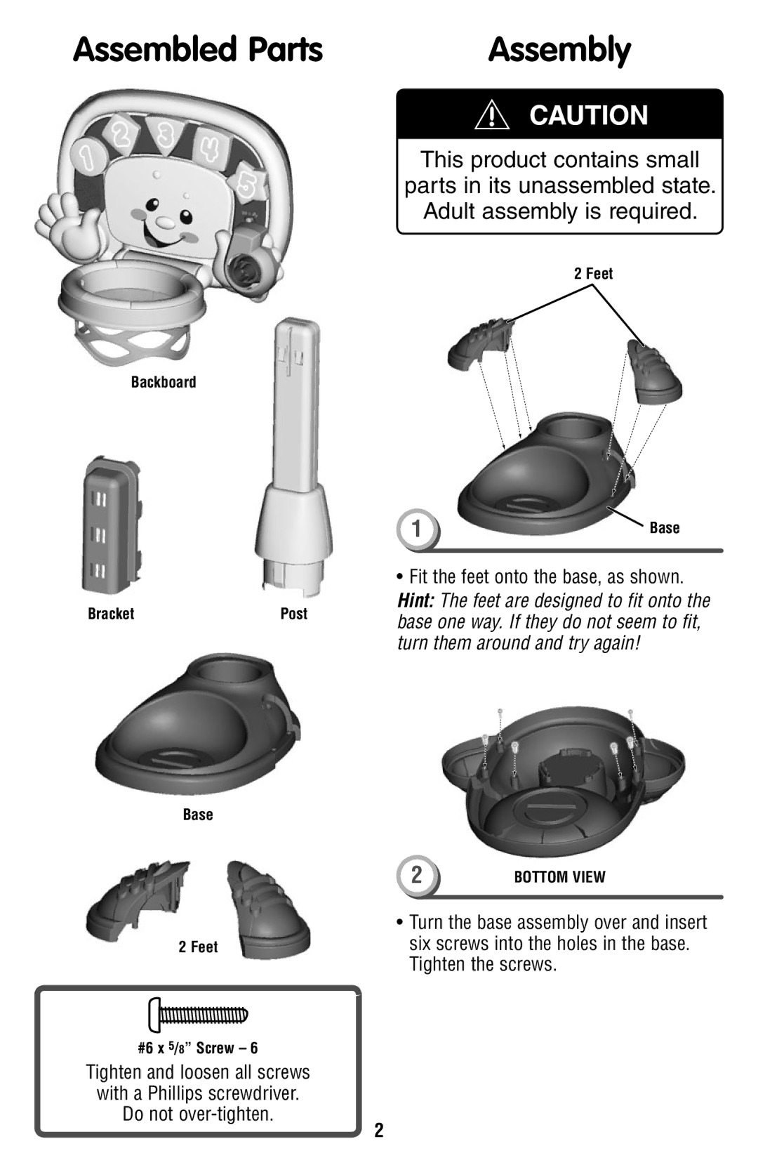 Fisher-Price T4654 manual Assembled Parts, Assembly 