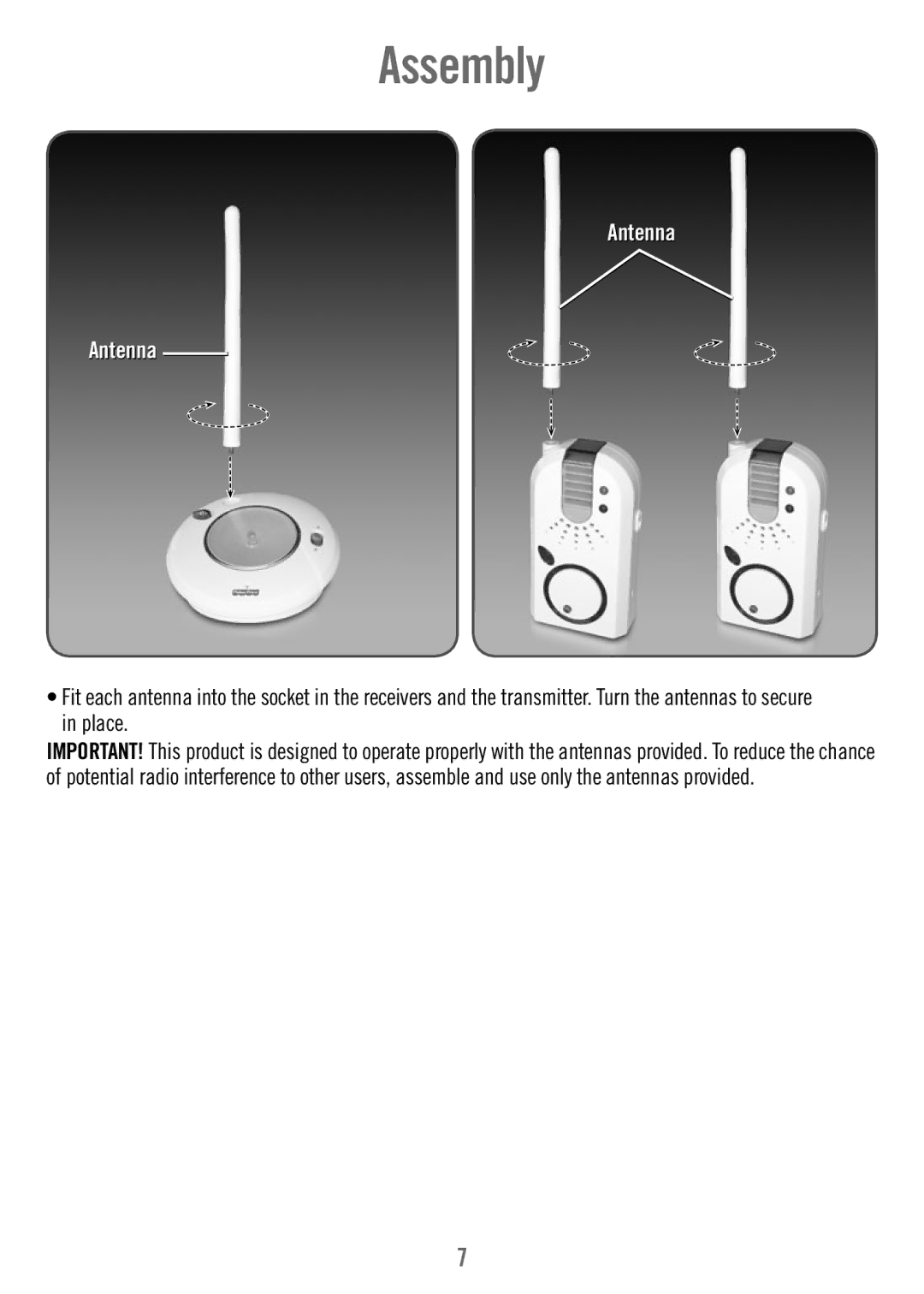 Fisher-Price T4838 manual Assembly, Antenna 