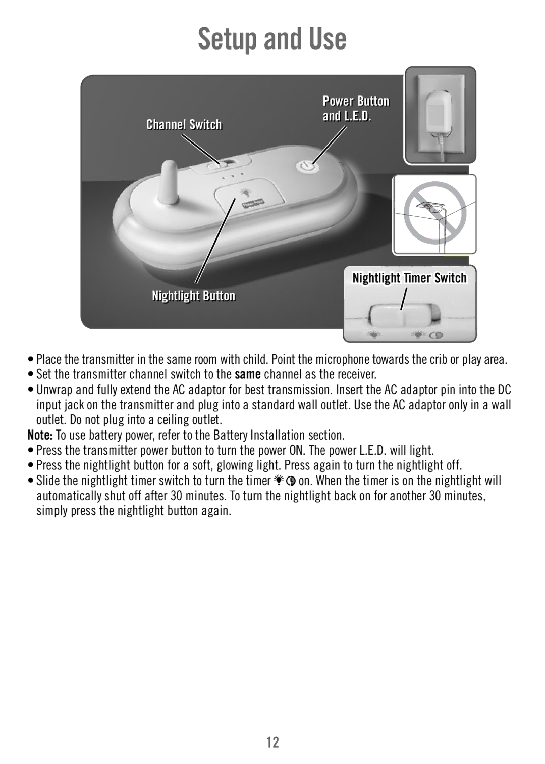 Fisher-Price T4839 manual Nightlight Timer Switch, Nightlighti li Button 