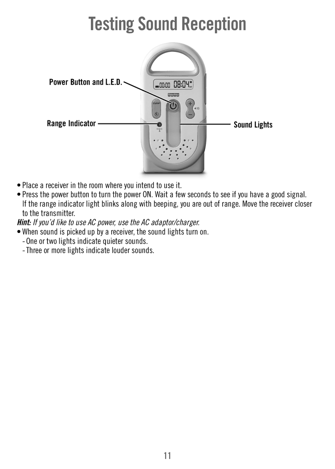 Fisher-Price T4841 manual Range Indicator Sound Lights 