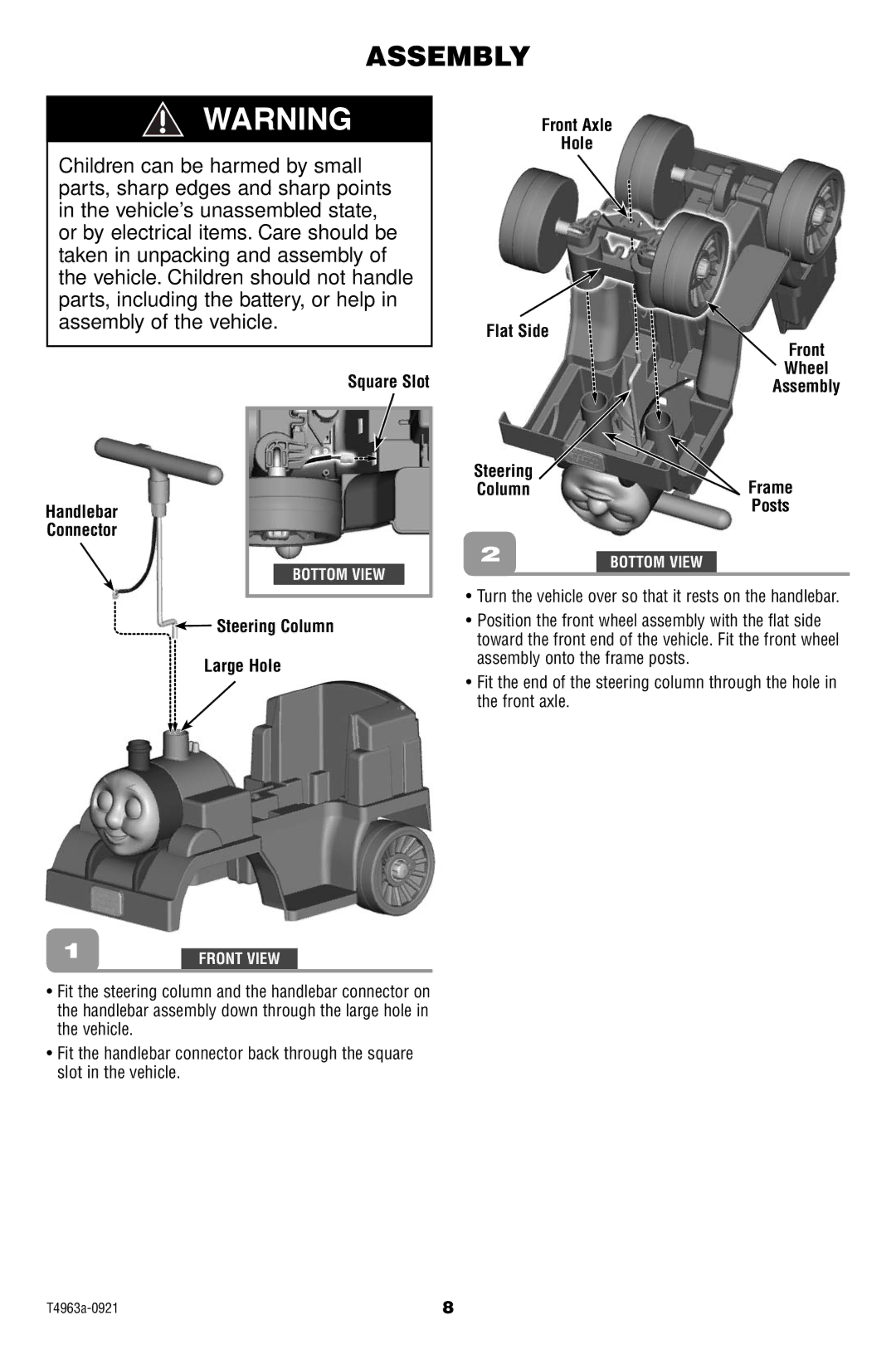 Fisher-Price T4963 owner manual Assembly, Square Slot Handlebar Connector 