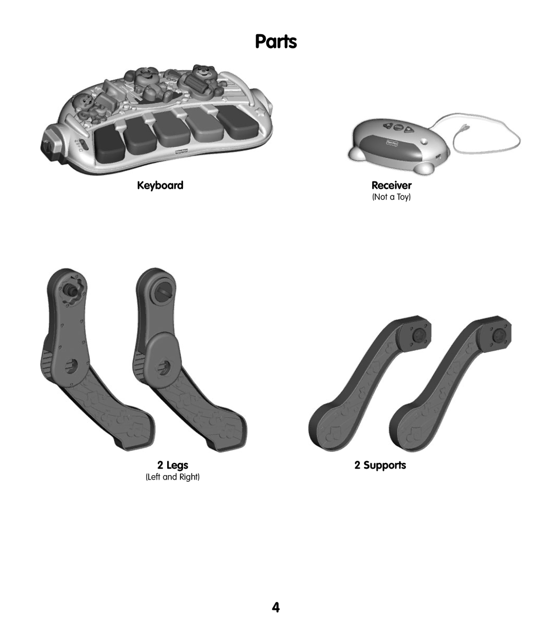 Fisher-Price T5124 manual Parts, Keyboard, Legs 