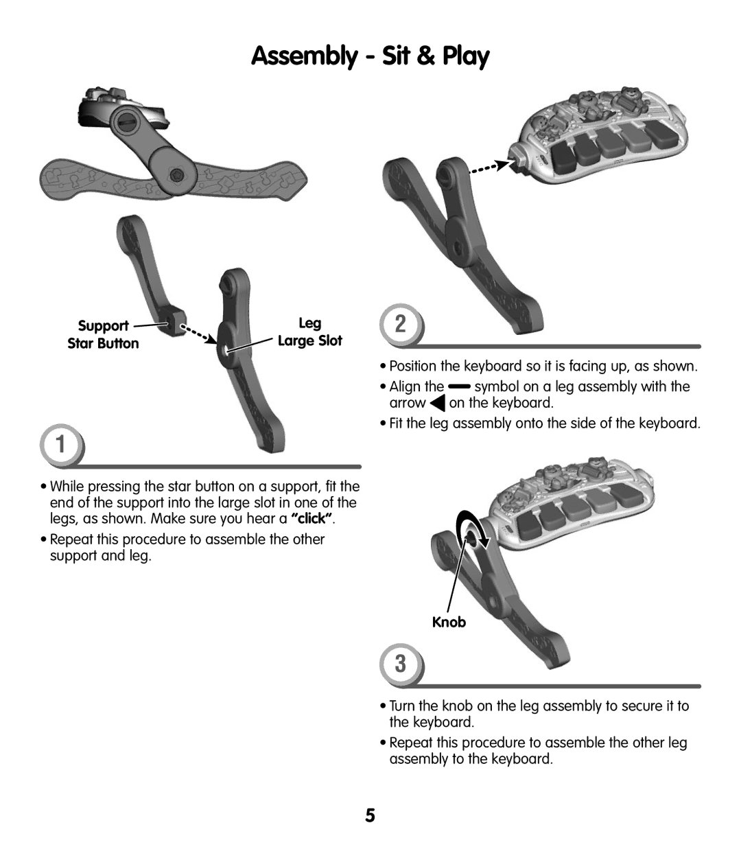 Fisher-Price T5124 manual Assembly Sit & Play, Knob 