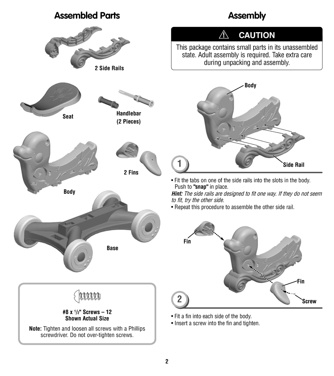 Fisher-Price T6075 instruction sheet Assembled Parts, Fin 