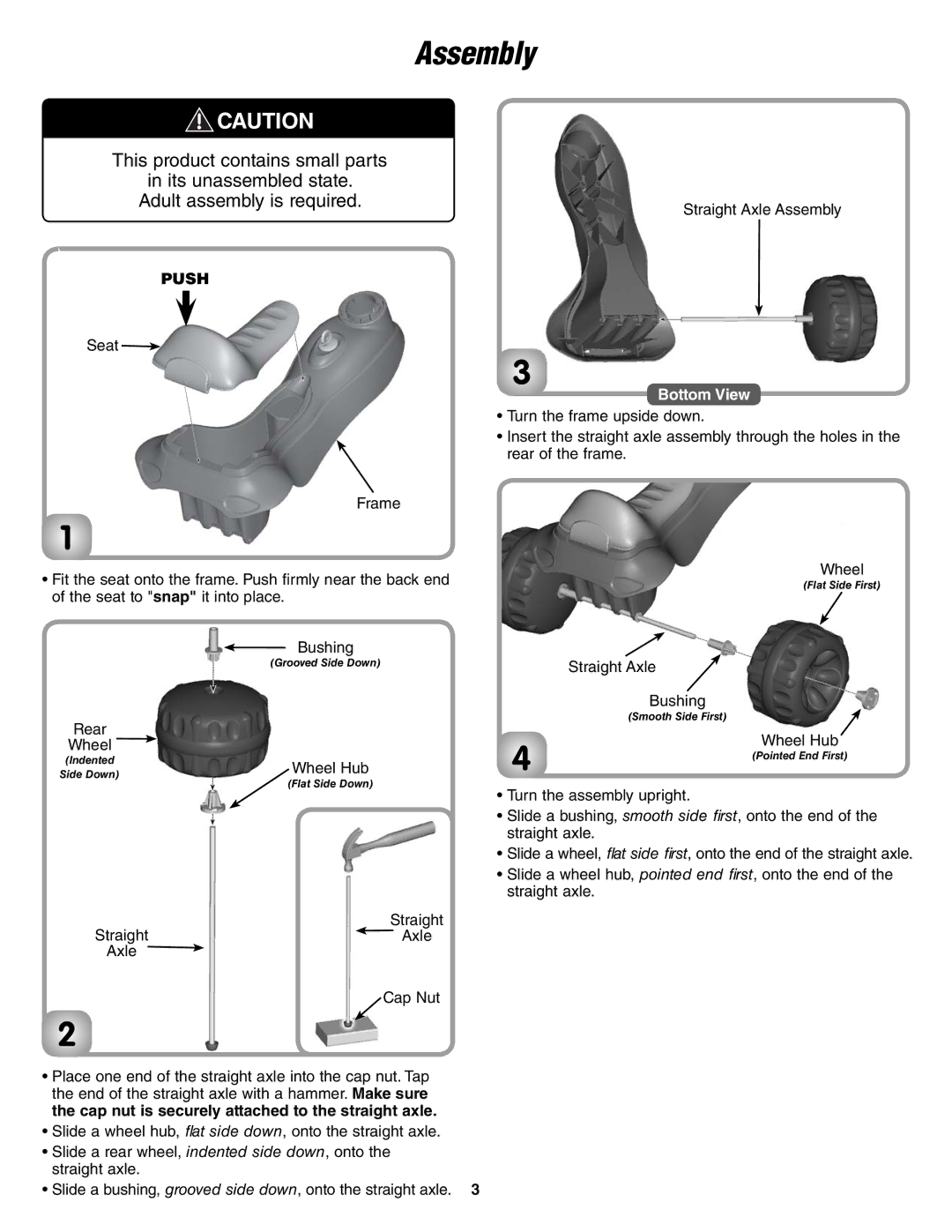 Fisher-Price T6209 instruction sheet Assembly, Bottom View 