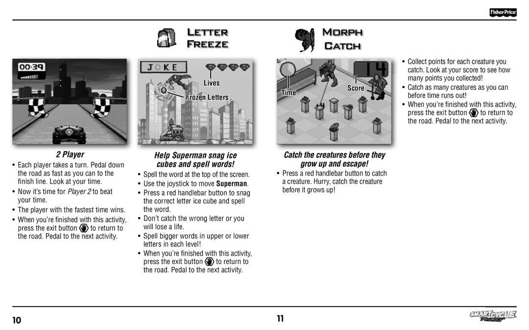 Fisher-Price T6347 manual Letter Freeze Morph Catch, Catch the creatures before they Grow up and escape 