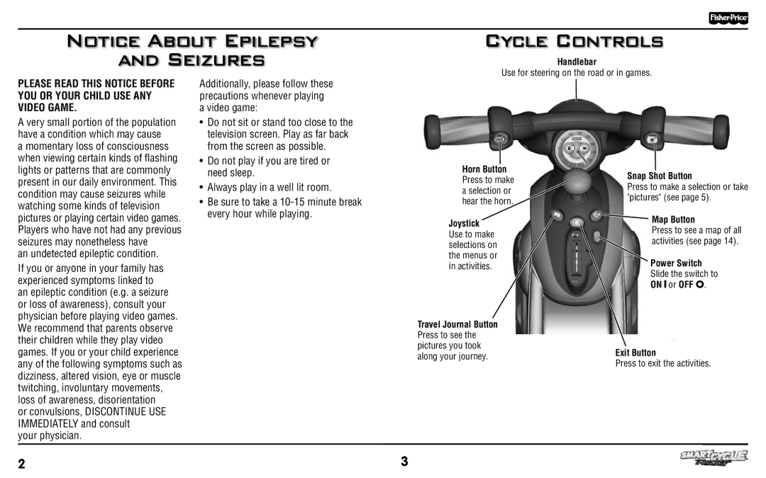 Fisher-Price T6348 manual Seizures Cycle Controls, An undetected epileptic condition 