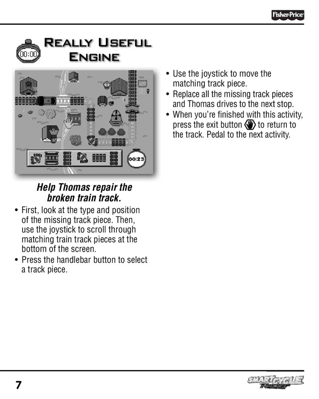 Fisher-Price T6353 manual Really Useful Engine, Help Thomas repair Broken train track 