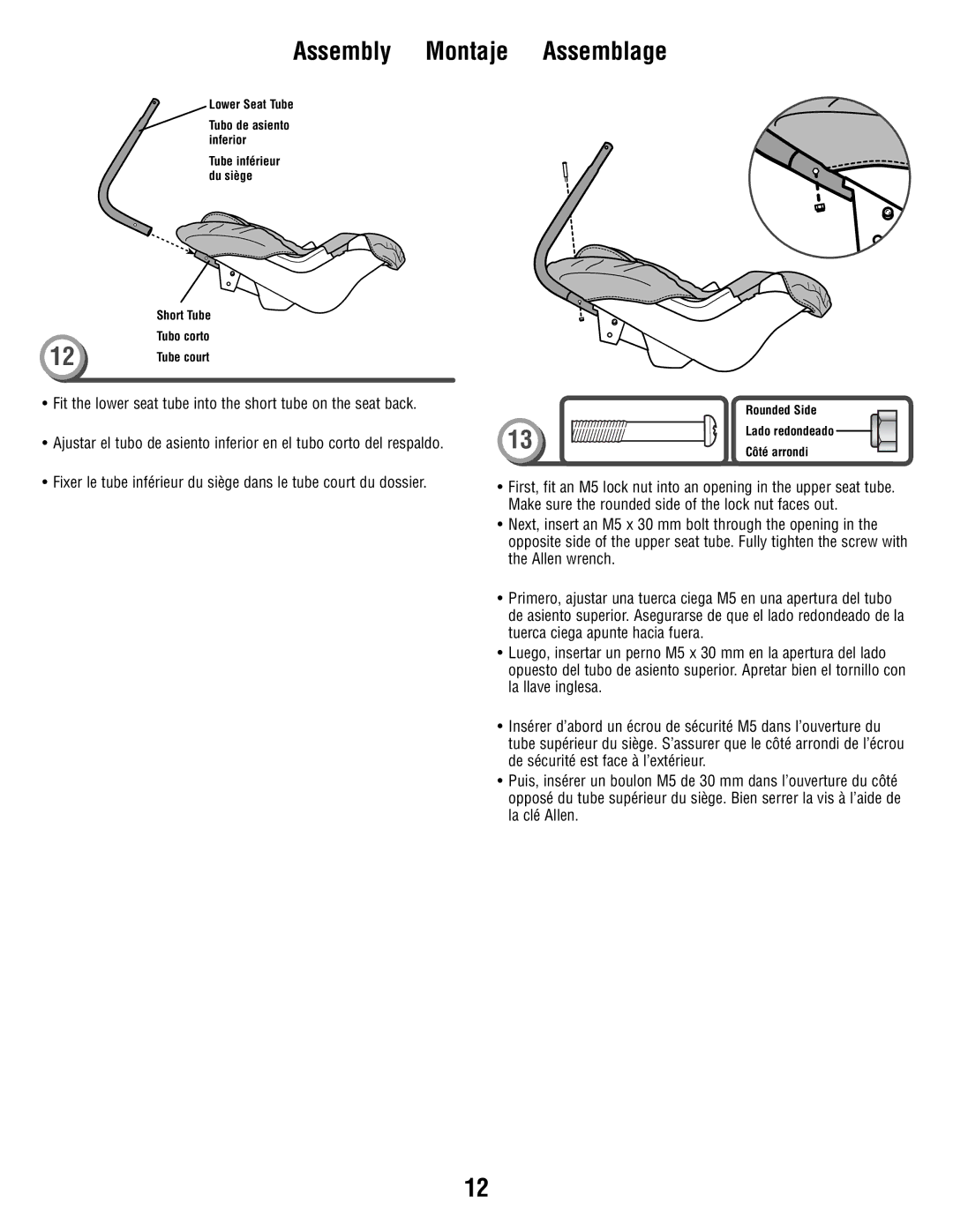 Fisher-Price V1179 manual Lower Seat Tube 