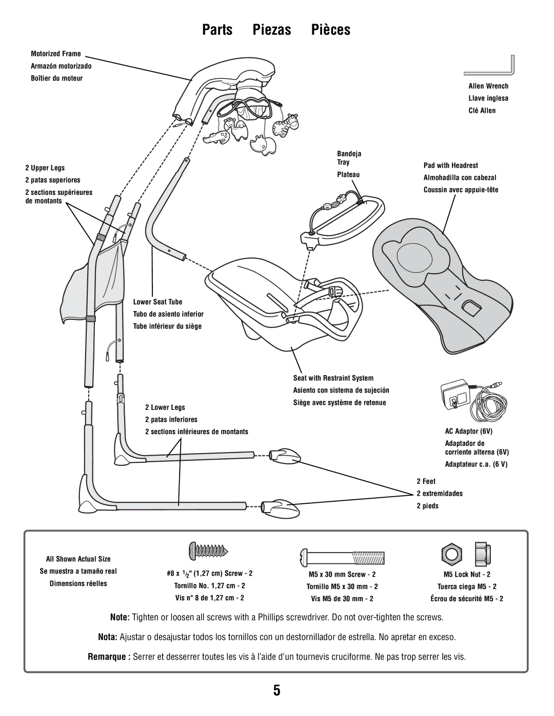 Fisher-Price V1179 manual Parts Piezas Pièces, Adaptateur c.a Feet Extremidades Pieds 