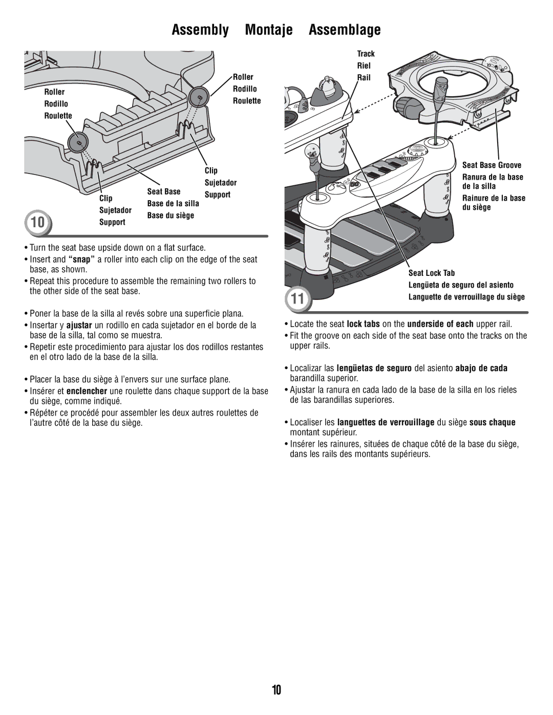 Fisher-Price V4357 manual Turn the seat base upside down on a flat surface, Base, as shown, Other side of the seat base 