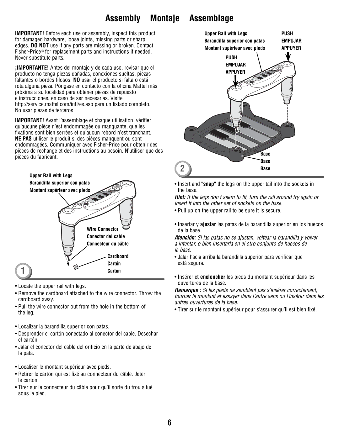 Fisher-Price V4357 manual Assembly Montaje Assemblage, La base 