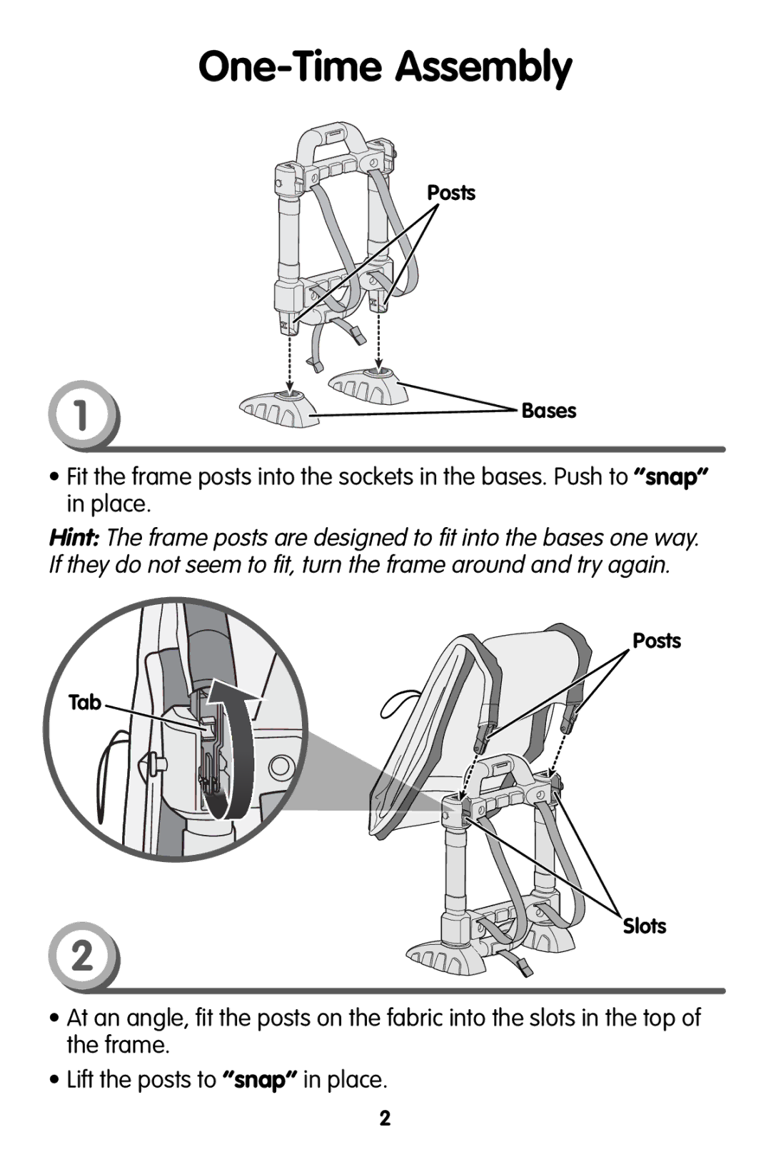 Fisher-Price V6892 instruction sheet One-Time Assembly 