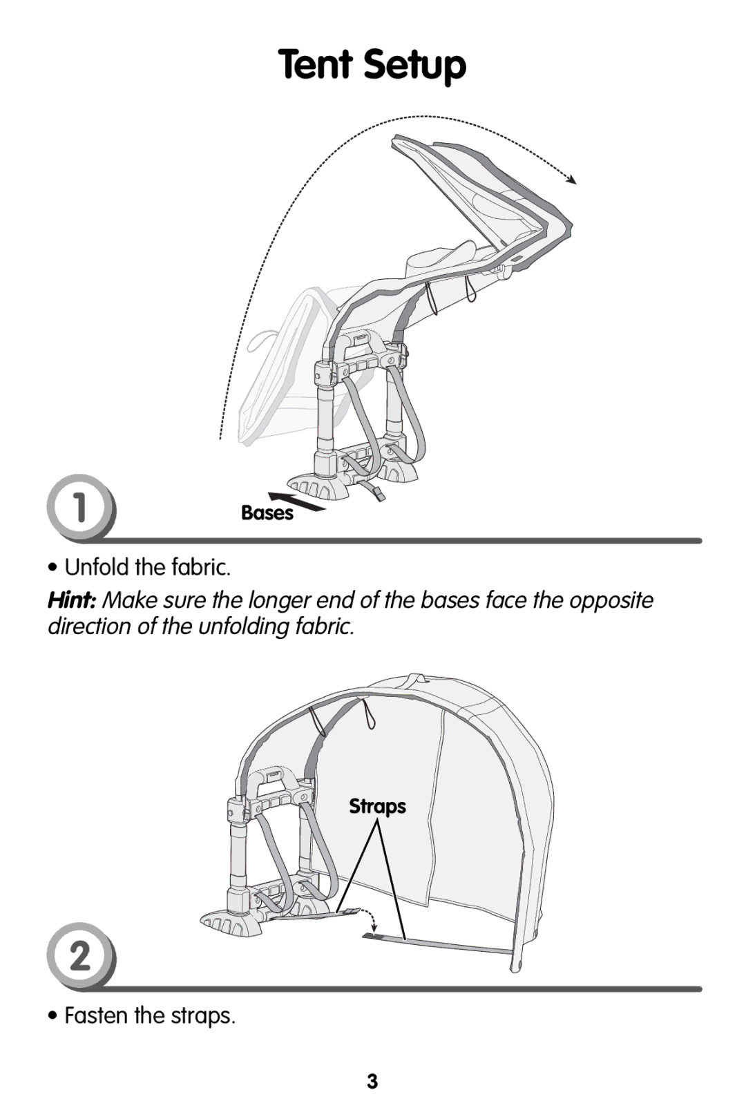 Fisher-Price V6892 instruction sheet Tent Setup, Fasten the straps 