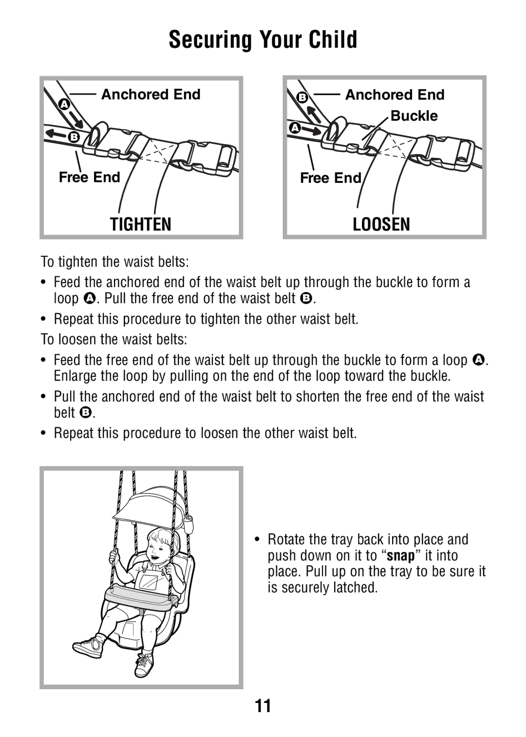 Fisher-Price V7597 manual Tightenloosen, Buckle Free End 