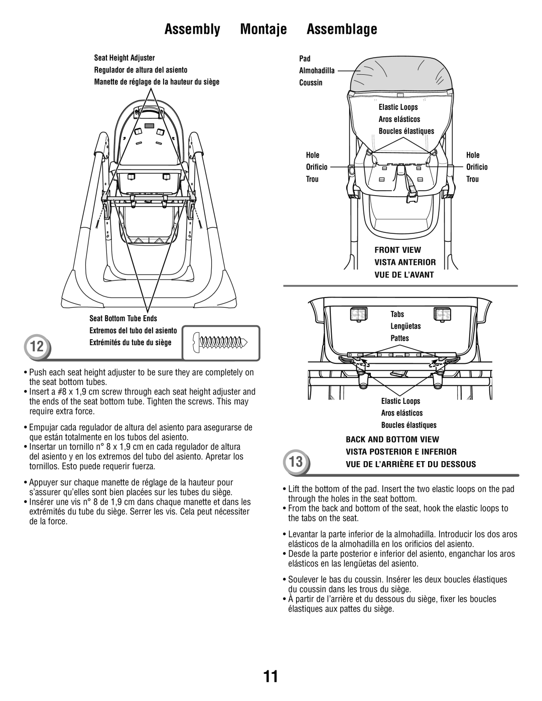 Fisher-Price V8606 manual Front View Vista Anterior VUE DE L’AVANT 