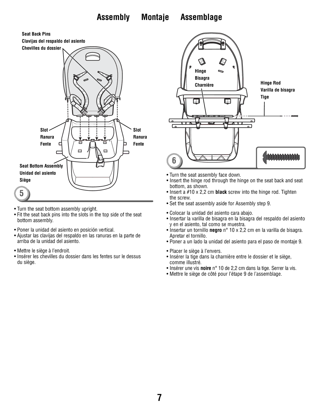 Fisher-Price V8606 manual Fente Seat Bottom Assembly Unidad del asiento Siège 