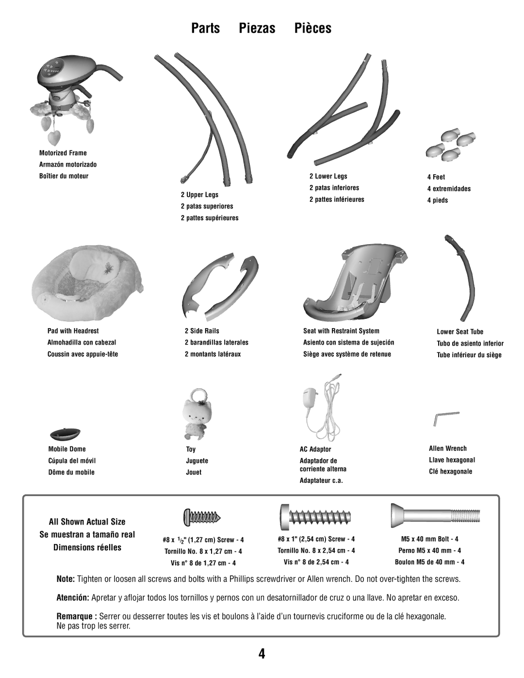 Fisher-Price W9510 quick start Parts Piezas Pièces 