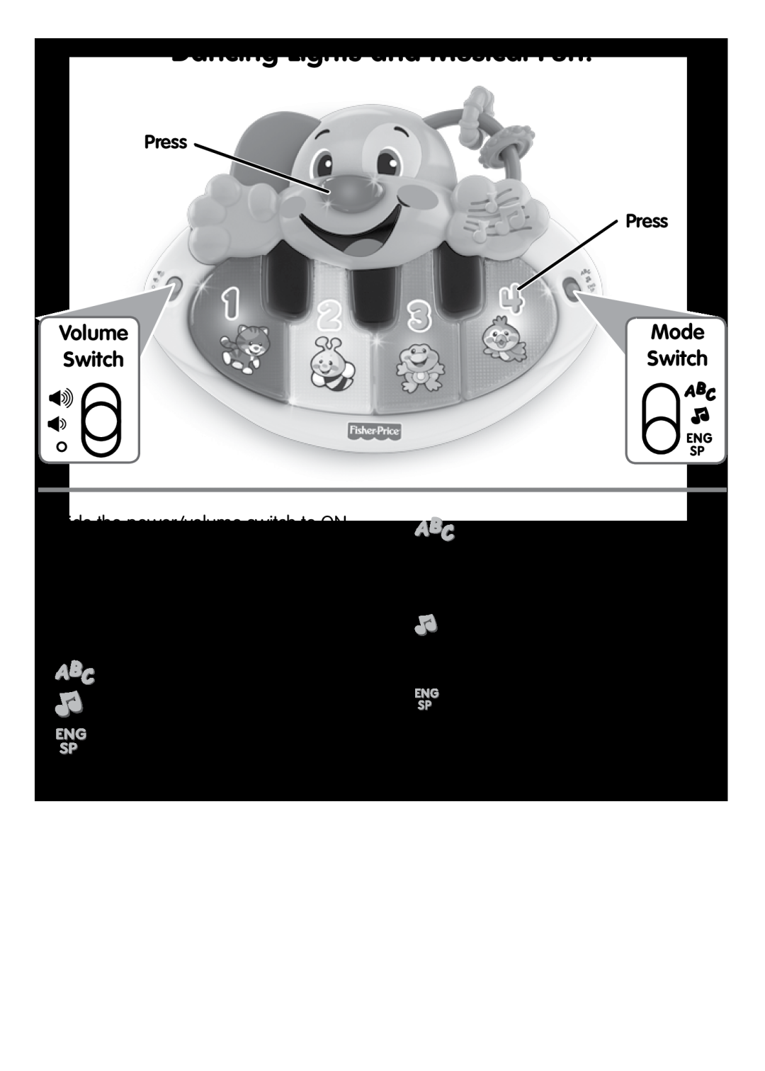 Fisher-Price W9732 instruction sheet Dancing Lights and Musical Fun, Mode 