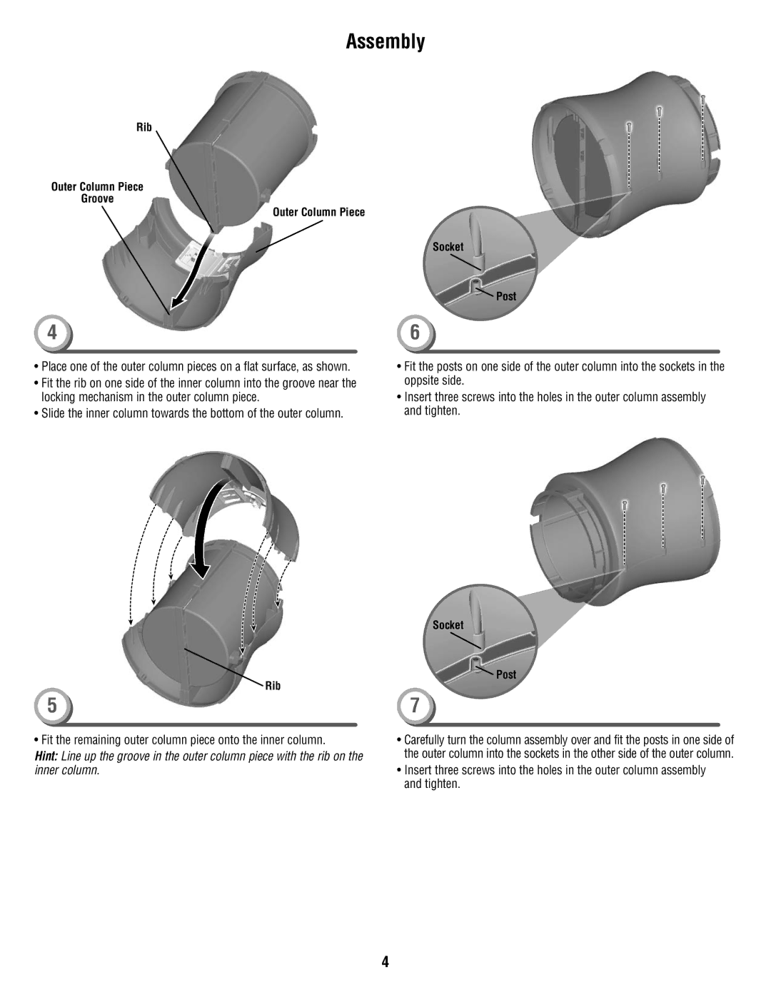 Fisher-Price W9958 instruction sheet Fit the remaining outer column piece onto the inner column 