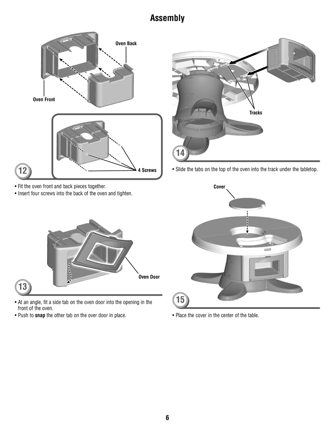 Fisher-Price W9958 instruction sheet Place the cover in the center of the table 