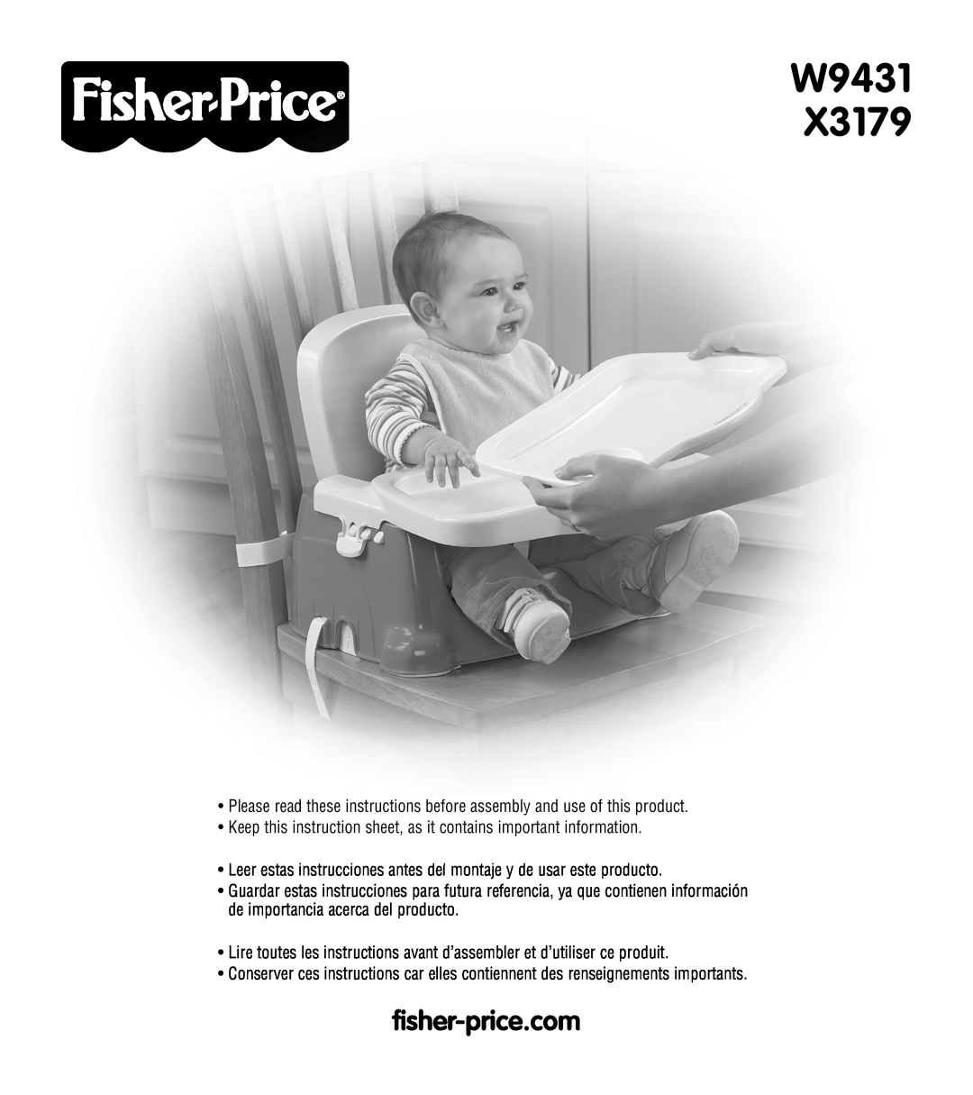 Fisher-Price instruction sheet W9431 X3179, ﬁsher-price.com 