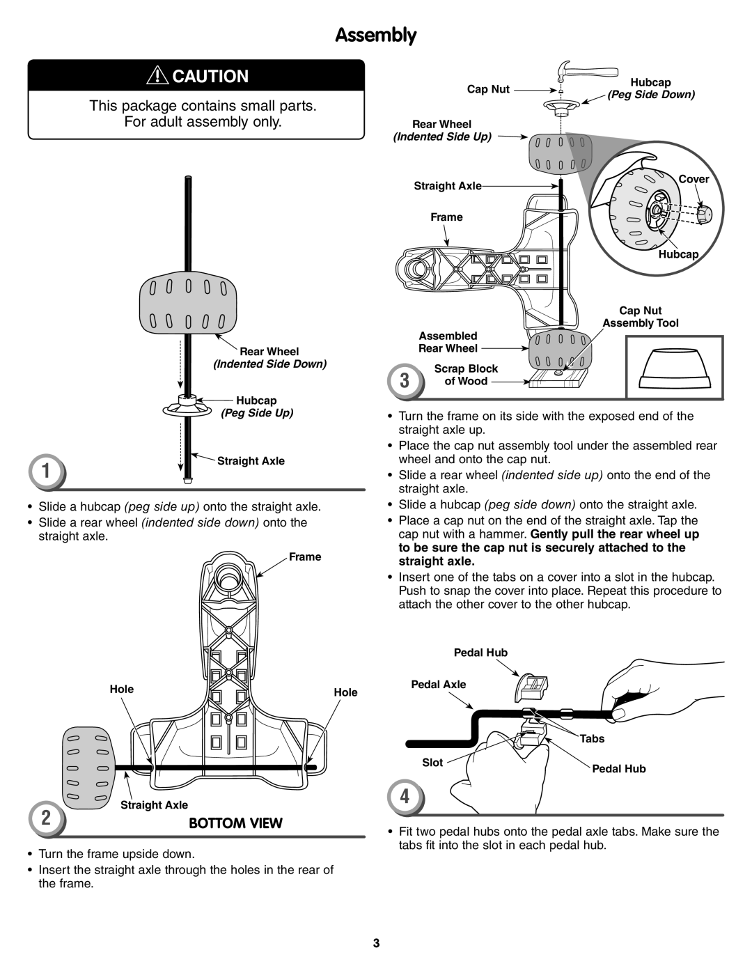 Fisher-Price X6020 instruction sheet Assembly, This package contains small parts For adult assembly only 