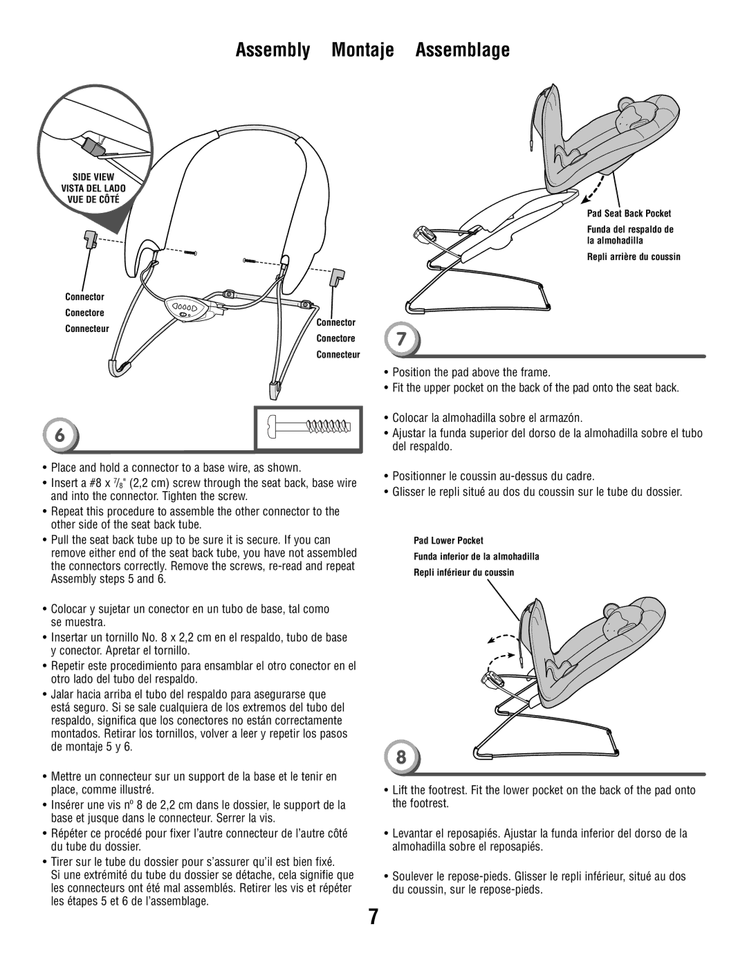 Fisher-Price X7035 manual Position the pad above the frame 