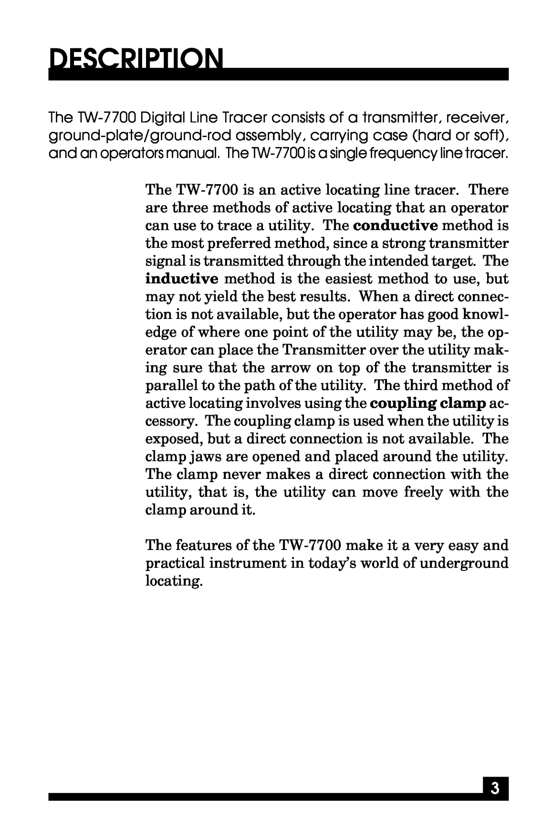 Fisher TW-7700 manual Description 