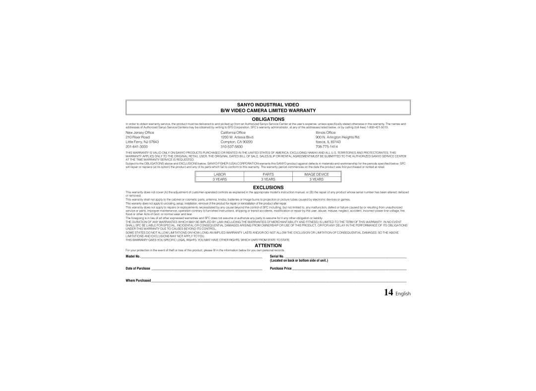 Fisher VCB-3424 instruction manual English 